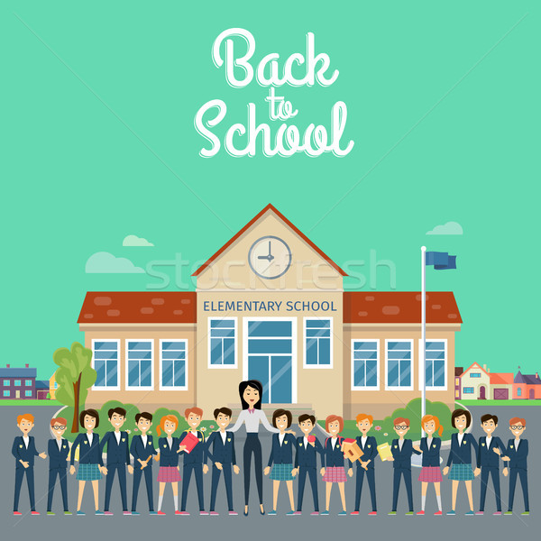 Back to School. Teacher with Pupils on School Yard Stock photo © robuart
