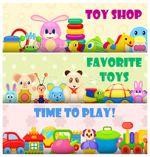 [[stock_photo]]: Temps · jouer · favori · jouets · coloré · affiche