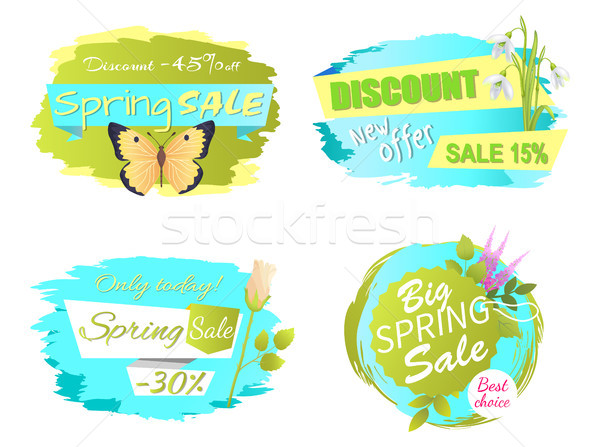 Only Today Spring Sale Labels with Lilac Flowers Stock photo © robuart