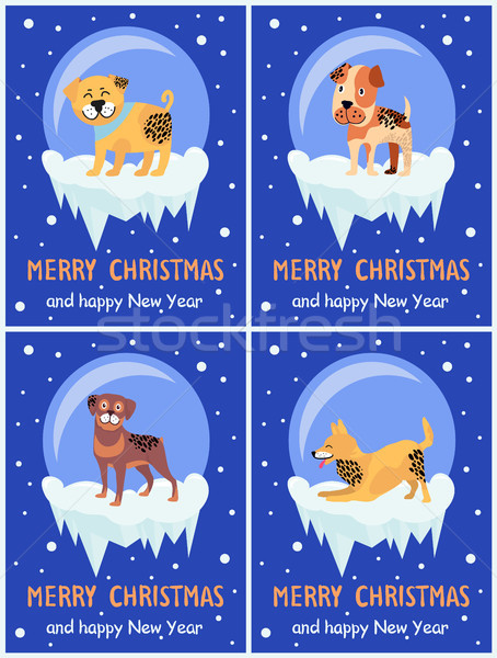 Merry Christmas and Happy New Year Festive Posters Stock photo © robuart