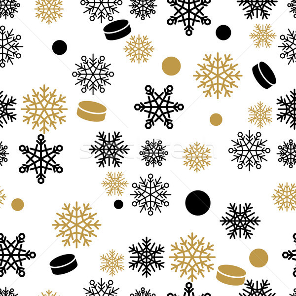 Stock photo: Snowflakes and Cake Vector Seamless Pattern