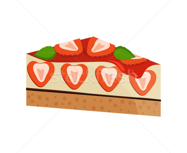Peça bolo de morango coberto doce congestionamento verde Foto stock © robuart