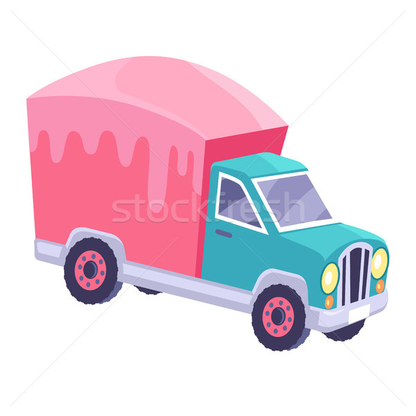 Cargo Truck with Glazed Container Cartoon Vector Stock photo © robuart