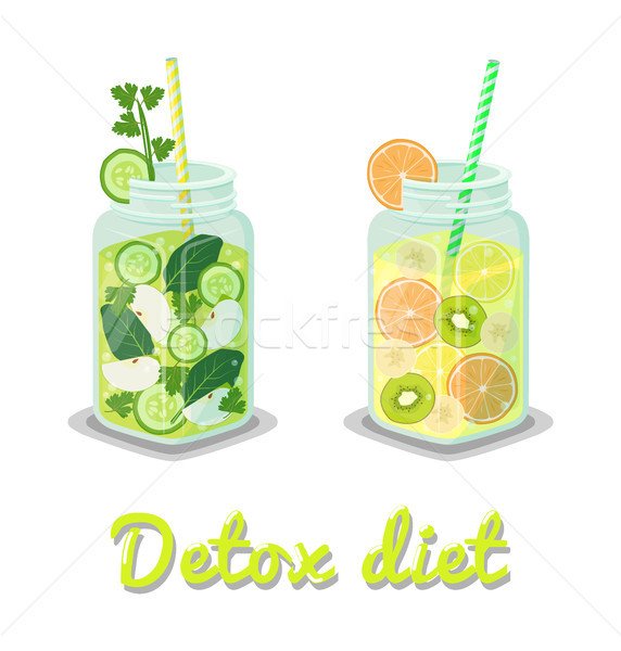 Detox Diet Poster Mug Drink Vector Illustration Stock photo © robuart