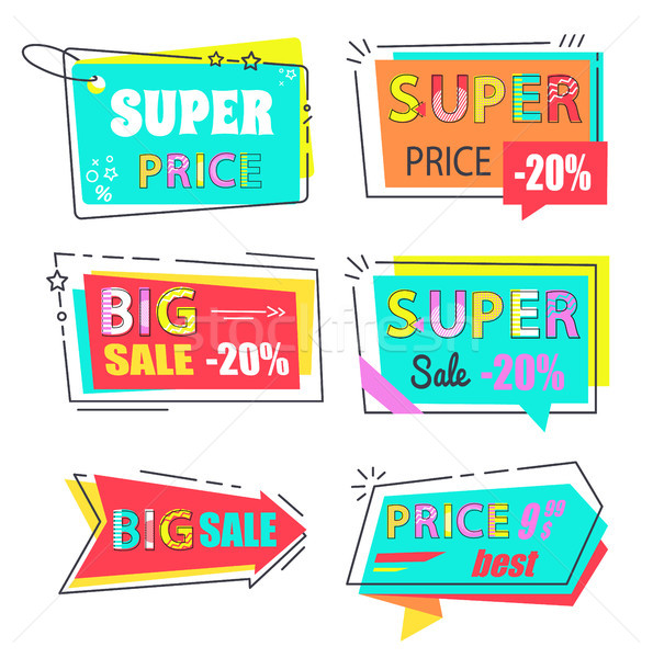 Super Price Big Sale 20 Set Stickers Flat Style Stock photo © robuart