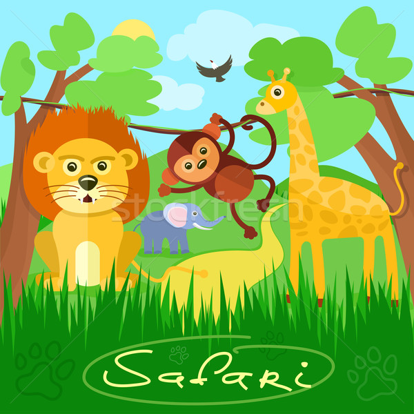 Cute африканских safari животных Safari Cartoon Сток-фото © robuart