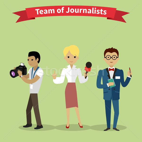 Journalists Team People Group Flat Style Stock photo © robuart