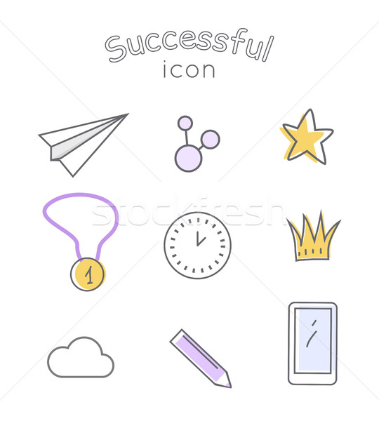 Successful Icons Set. Indispensable Things Stock photo © robuart