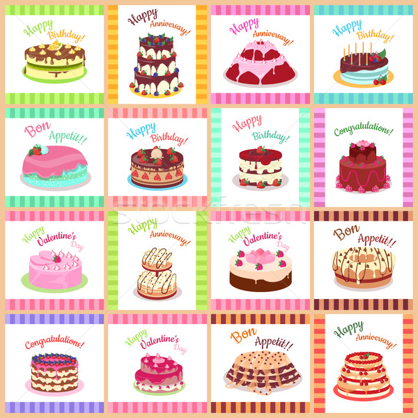 Tasty Celebratory Cakes Vector Seamless Pattern   Stock photo © robuart