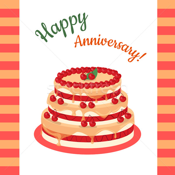 Happy Anniversary Cherry Pie Multi Level Stock photo © robuart