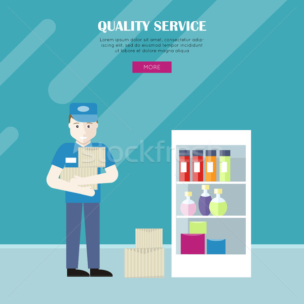 Quality Service in Grocery Shop Vector Web Banner. Stock photo © robuart