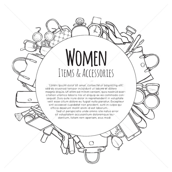 Women Items and Accessories. Hand Drawn Objects Stock photo © robuart