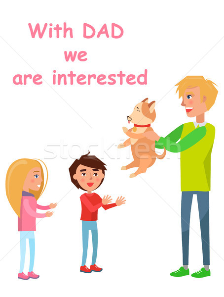 Father Presents Dog to his Son and Daughter Stock photo © robuart