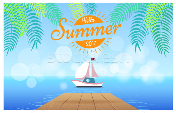 Hello Summer 2017 Card with Tropics on Background Stock photo © robuart