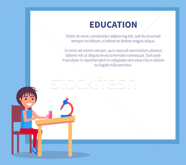 Education Poster with Profile of Boy on Chemistry Stock photo © robuart