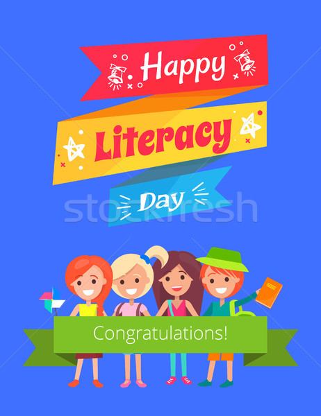 Happy Literacy Day Poster Vector Illustration Stock photo © robuart