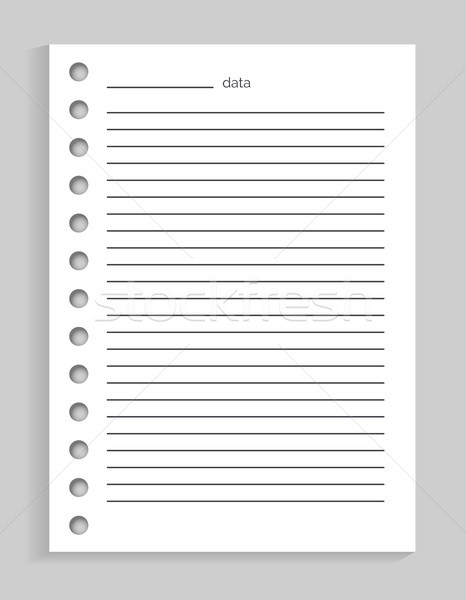 Data Sheet of Paper from Diary Vector Illustration Stock photo © robuart