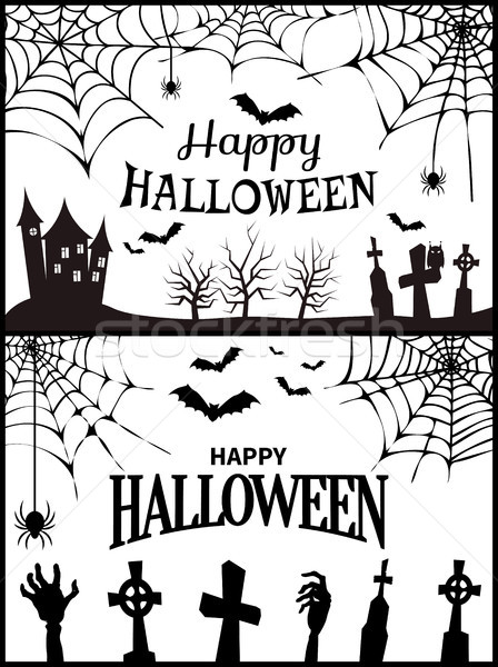 Happy Halloween Wish Poster Vector Illustration Stock photo © robuart