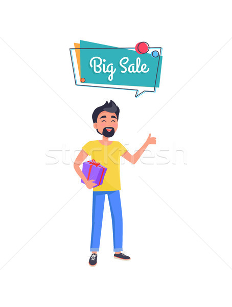 Man with Beard with Gift Box in Hands Holding Gift Stock photo © robuart
