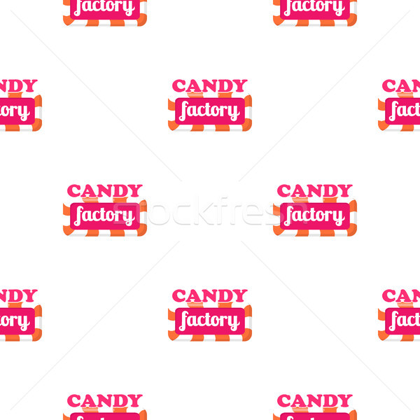 Seamless Pattern with Candy Factory Logo. Vector Stock photo © robuart