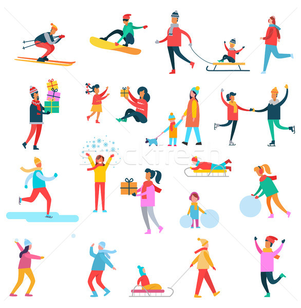 Winter Activities Collection Vector Illustration Stock photo © robuart