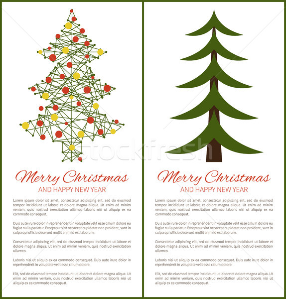 Merry Christmas Happy New Year Posters with Tree Stock photo © robuart
