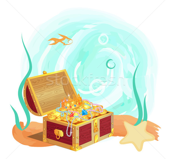 Ancient Royal Treasures in Old Chest at Sea Bottom Stock photo © robuart