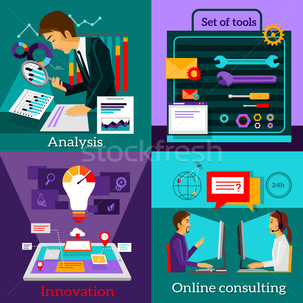 Analysis Innovation. Online Consulting. Set Tools Stock photo © robuart
