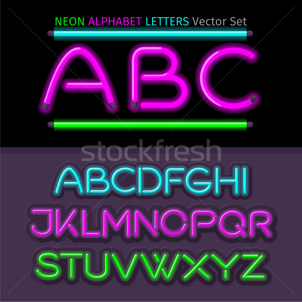 Neon Alphabet Font Style Flat Design Stock photo © robuart