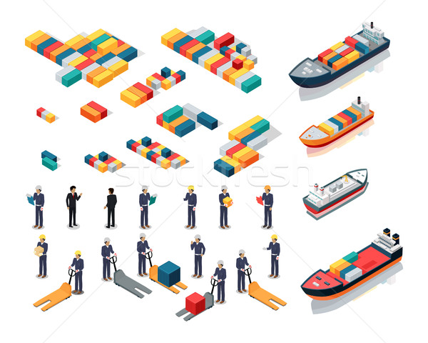 Collection of Port Warehouse Isometric Icons Stock photo © robuart
