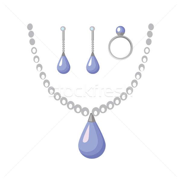 Bijoux collier anneau boucles d'oreilles isolé Photo stock © robuart