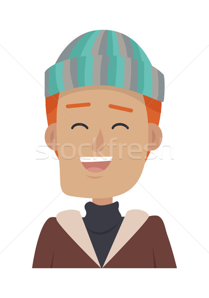 Hat. Smiling Man in Colourful Headwear. Red Hair Stock photo © robuart