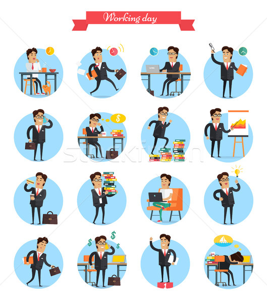 Working Day Busy Template Collection on White Stock photo © robuart