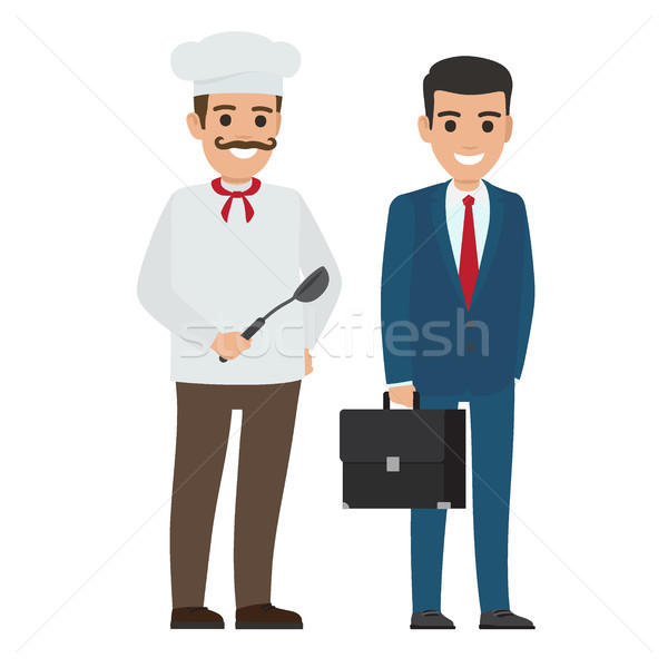 Set of Chef Food and Manager. Smiling Persons Stock photo © robuart
