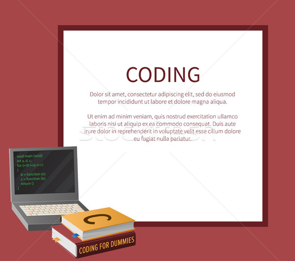 Coding Banner with Portable Computer and Textbooks Stock photo © robuart