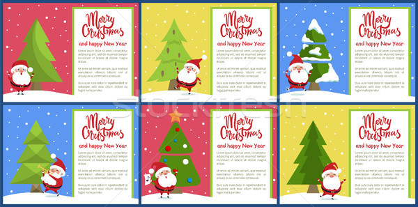 Merry Christmas and Santa Set Vector Illustration Stock photo © robuart