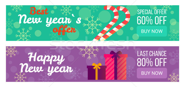 Set of Sale Banners Best Offer Happy New Year Stock photo © robuart