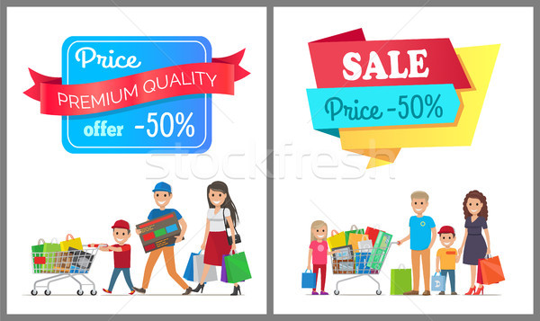 Sale Price 50 off Promo Label People on Banner Stock photo © robuart