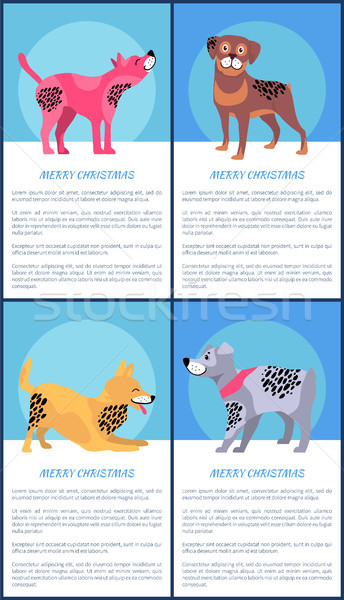 Merry Christmas Posters Set with Playful Dogs Stock photo © robuart
