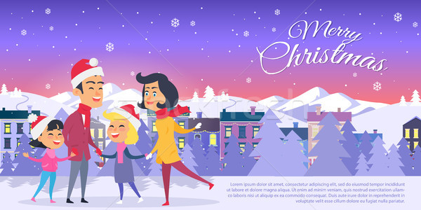 Postcard with Merry Christmas on City Background Stock photo © robuart