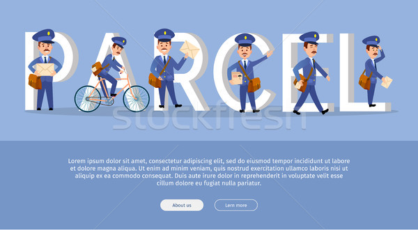 Parcel Conceptual Web Banner with Cartoon Postman Stock photo © robuart