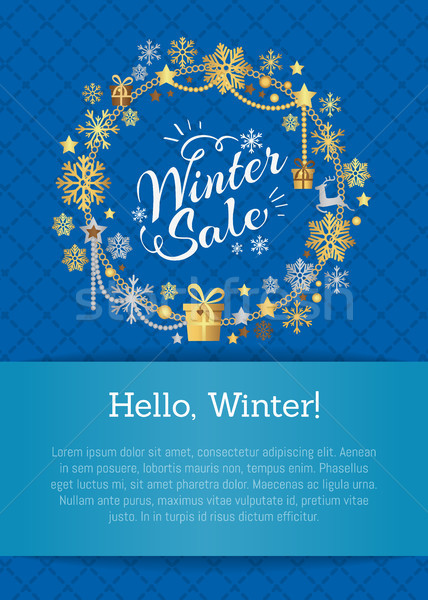 Foto stock: Inverno · venda · cartaz · quadro · flocos · de · neve · olá