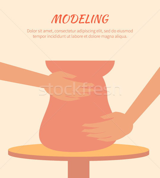 [[stock_photo]]: Processus · poterie · art · pot · roue · texte