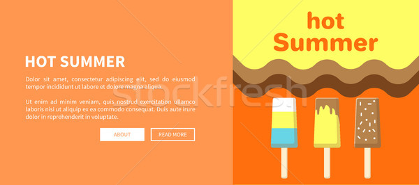 Hot Summer Web Posters Set with Ice Cream Vector Stock photo © robuart
