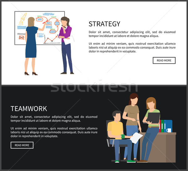 Strategy and Teamwork Set Vector Illustration Stock photo © robuart