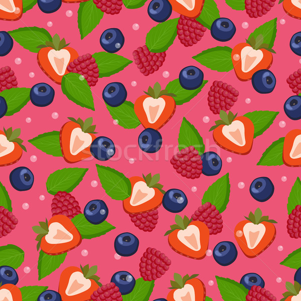 Detox Fruit Ingredients Seamless Cut Strawberries Stock photo © robuart