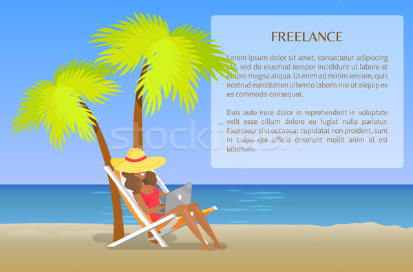 Freelance Poster with Cheerful Woman Distant Work Stock photo © robuart