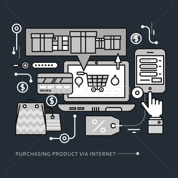 Házhozszállítás termék internet fekete vékony vonalak Stock fotó © robuart