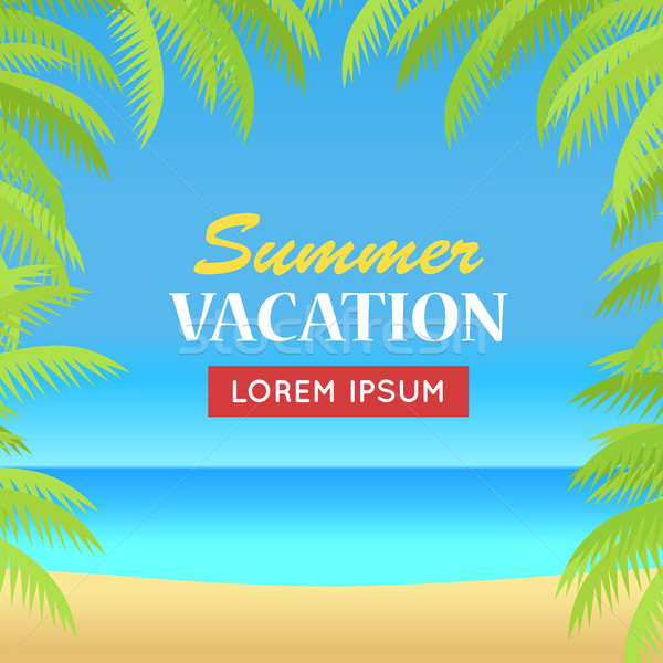 Vacanta de vara plaja tropicala ilustrare steag proiect timp liber Imagine de stoc © robuart