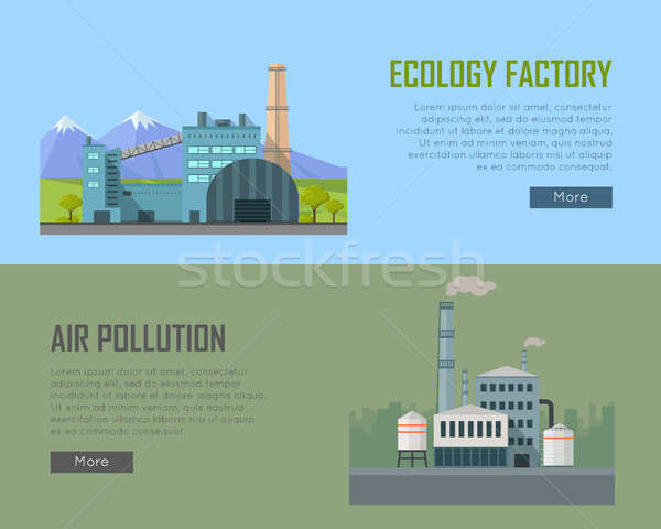 Stock photo: Ecology Factory and Air Pollution Banners